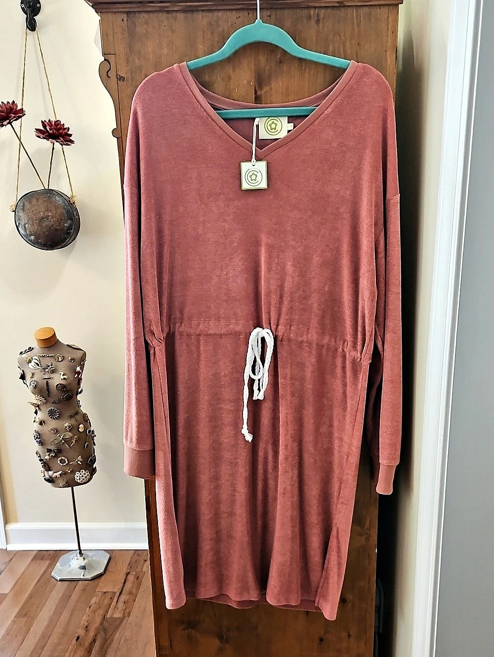 Nwt Save The Planet Midi Drawstring Dress  Size XL NWT